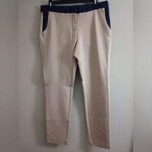 Cynthia Rowley Tan Pants With Navy Waist Band Size 10
